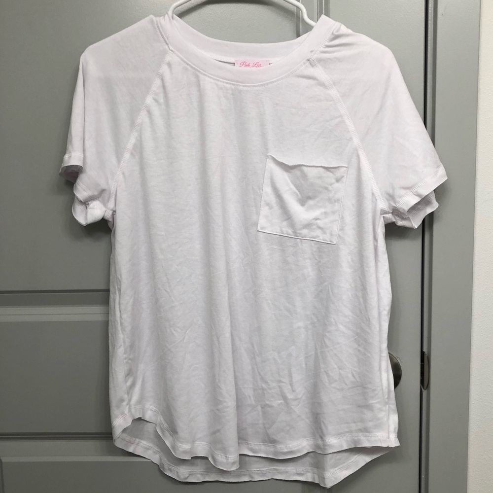 Pink Lily White Tee